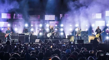 Foo Fighters during a live concert in 2023